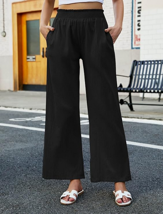 Pantaloni lungi dama Famulily, de vara, cu buzunare, din bumbac, M [2]