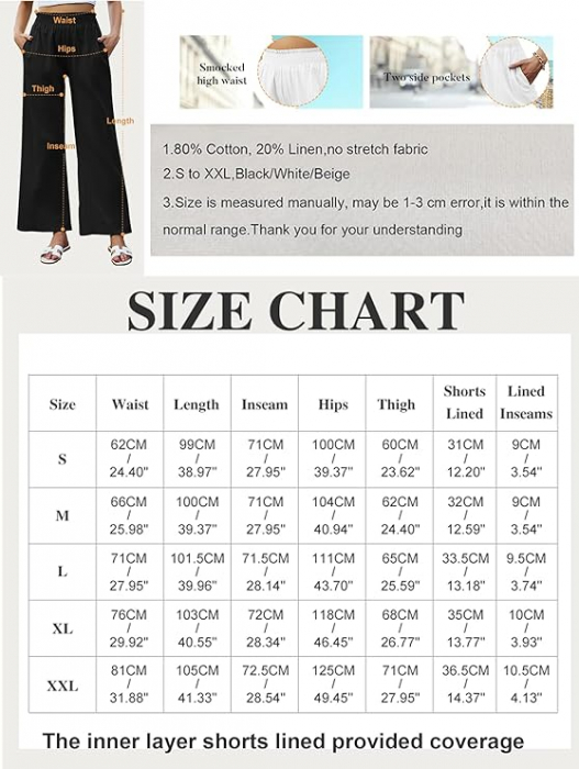 Pantaloni lungi dama Famulily, de vara, cu buzunare, din bumbac, M [5]