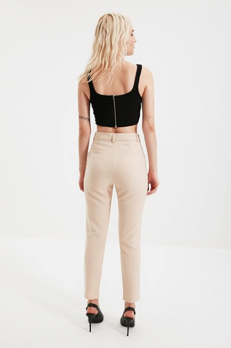 Pantaloni lungi pentru femei Trendyol Stone Cigarette, bej, 40 [4]