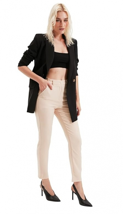 Pantaloni lungi pentru femei Trendyol Stone Cigarette, bej, 40 [1]