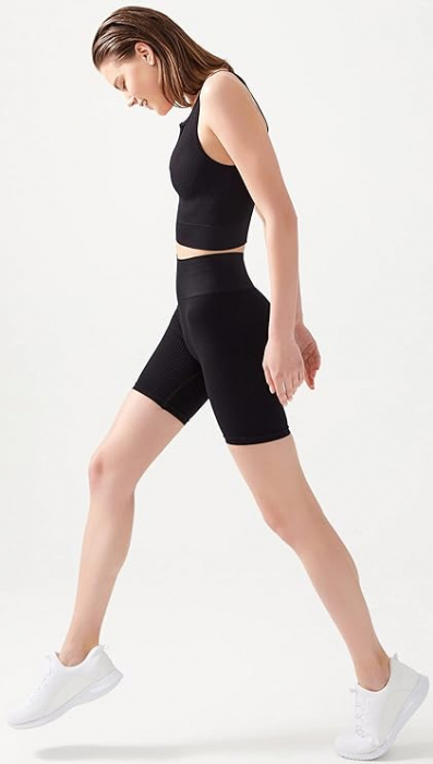 Pantaloni scurti dama, cu talie inalta, pentru ciclism, LOS OJOS, negru, M-L [7]