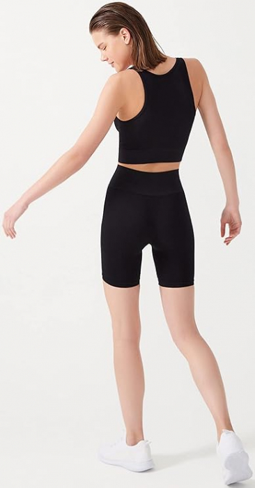 Pantaloni scurti dama, cu talie inalta, pentru ciclism, LOS OJOS, negru, M-L [8]