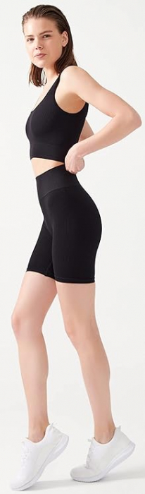 Pantaloni scurti dama, cu talie inalta, pentru ciclism, LOS OJOS, negru, M-L [5]