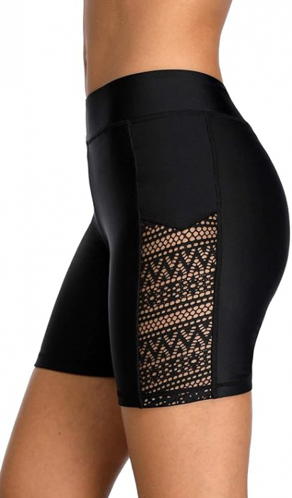 Pantaloni scurți de înot Attraco pentru femei, talie înaltă, negru, Marimea M [8]