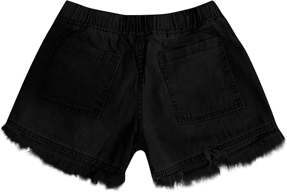 Pantaloni scurți din denim pentru femei AOREUGL, casual, negru, M [4]
