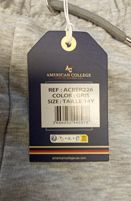 Pantaloni scurti pentru copii American College, unisex, gri, 14 ani [4]