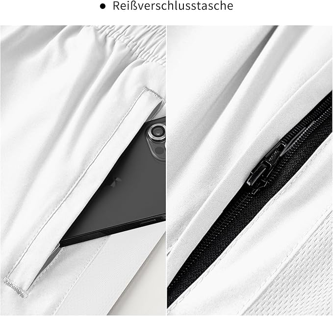 Pantaloni scurți sport HMIYA pentru bărbați, pantaloni scurți de alergare, alb, 3XL [10]