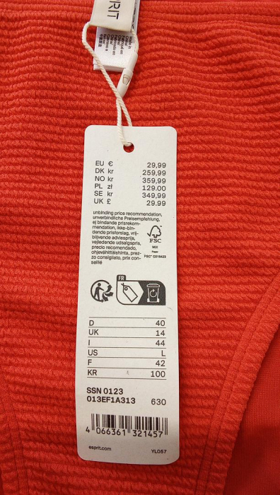 Partea de jos de bikini, Slip Esprit Joia Beach Mini Letter pentru damă, Marimea 42 [3]