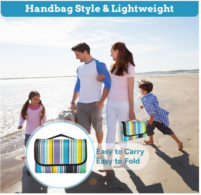 Pătură de picnic Ninonly 200 x 200 cm impermeabilă, pentru de plajă si camping [5]