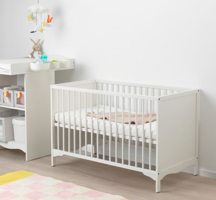 Pătuț pentru copii SOLGUL Ikea, alb, 120x60 cm, cu saltea [7]