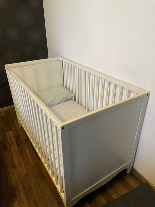 Pătuț pentru copii SOLGUL Ikea, alb, 120x60 cm, cu saltea [4]