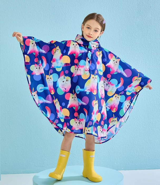Pelerina de ploaie pentru copii Wawsam, model cu pisici, L 11-15 ani [6]