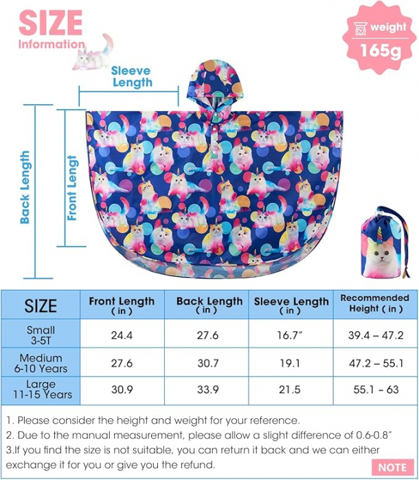 Pelerina de ploaie pentru copii Wawsam, model cu pisici, L 11-15 ani [5]