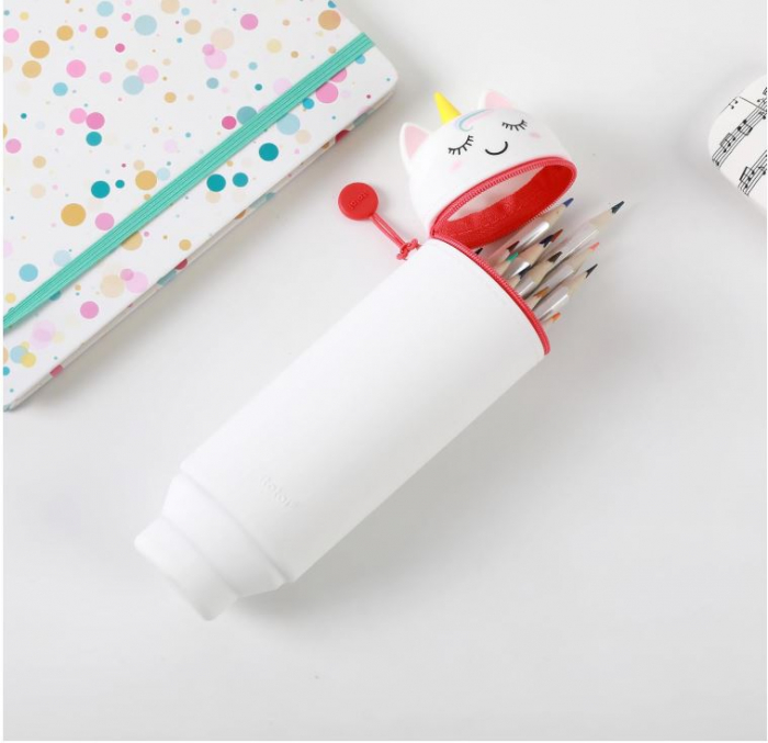 Penar din silicon moale pentru scoala I-TOTAL, unicorn, alb [3]