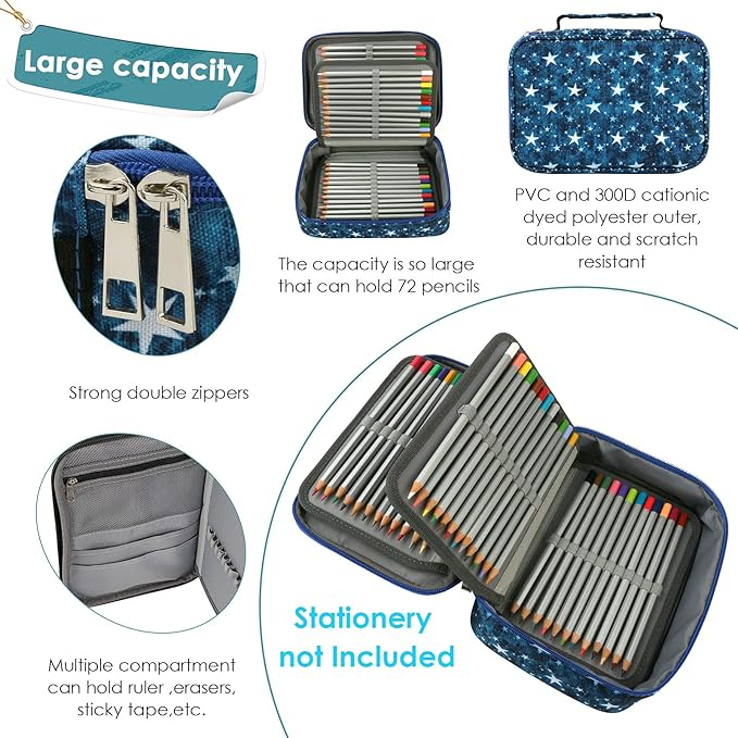 Penar pentru scoala EDATOFLY, 72 locuri, 23 x 16 x 6 cm, albastru [3]