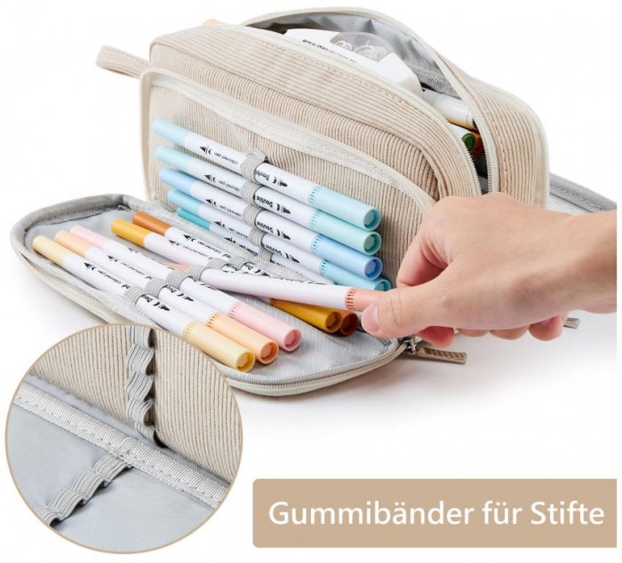 Penar pentru scoala KALIDI, 3 compartimente, velur bej [5]