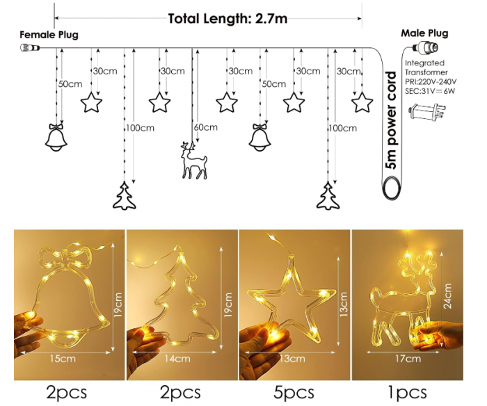 Perdea de lumini pentru interior Nekano cu 142 LED-uri 2.7 m [3]