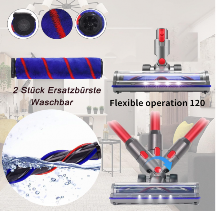 Perie pentru aspirator Dyson V7, V8, V10, V11, V15 cu 1 rola de schimb [6]