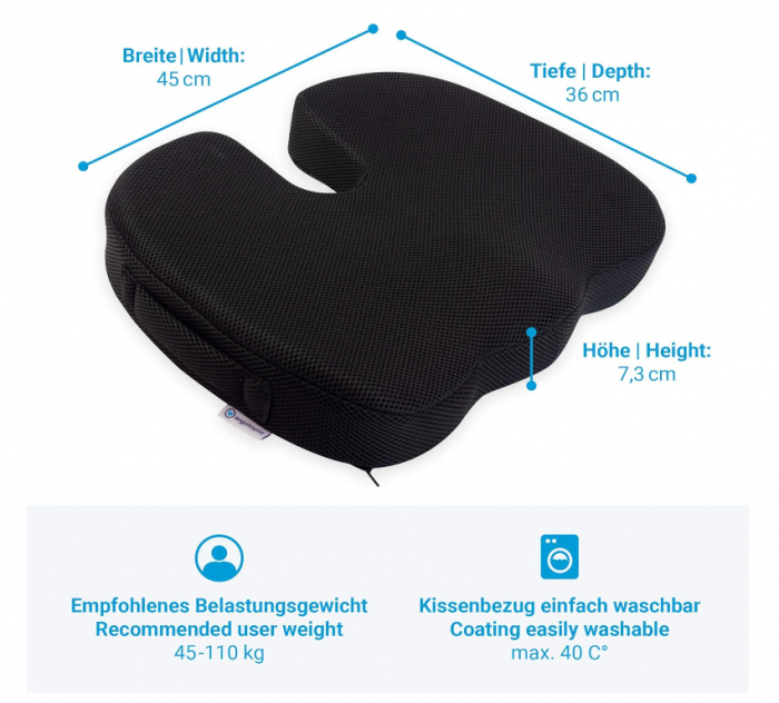 Perna ortopedica pentru sezut Ergotopia, negru [2]