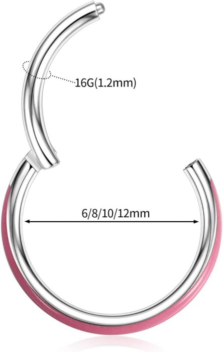 Piercing orbital AROWRO 16G, din oțel chirurgical 316L, roz [9]