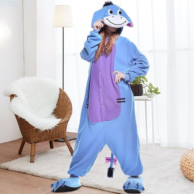 Pijama tip salopeta pentru adulti, model magar Eeyore din Winnie-the-Pooh, marime L [2]