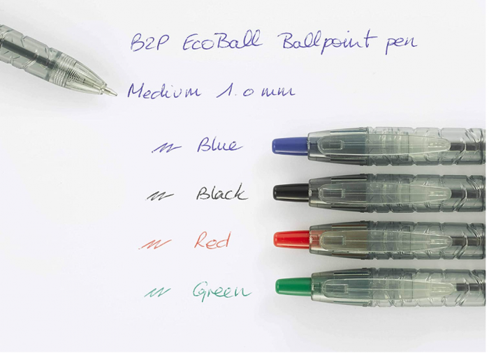 Pilot Set 4 pixuri cu bila reincarcabil B2P Ecoball 1.0, Negru, Albastru, Roșu, Verde [6]