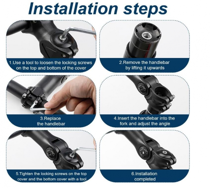 Pipa ajustabila pentru ghidon de bicicletă Getyjoe, 31.8 x 120 mm, 0-60 de grade [6]