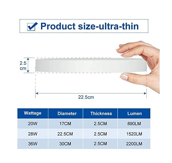 Plafoniera LED Bapro 20W, 3000K alb cald Ø 17cm [5]