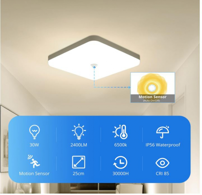 Plafoniera LED cu senzor de misacre Combuh, 30W, 2400 LM, 4000K [10]