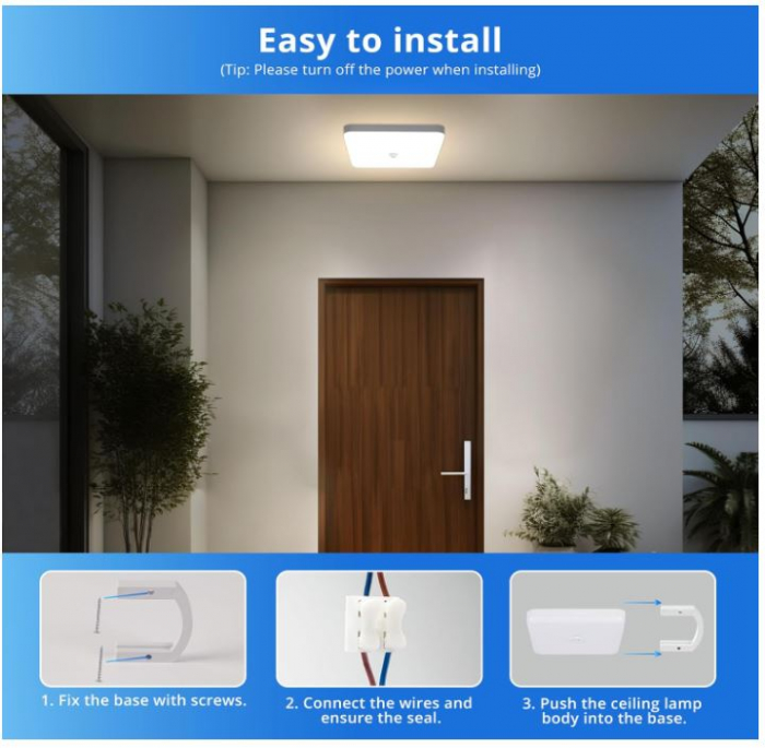 Plafoniera LED cu senzor de misacre Combuh, 30W, 2400 LM, 4000K [9]