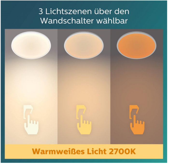 Plafoniera LED Philips SuperSlim SceneSwitch 2700K 18W (alb cald - alb) [5]