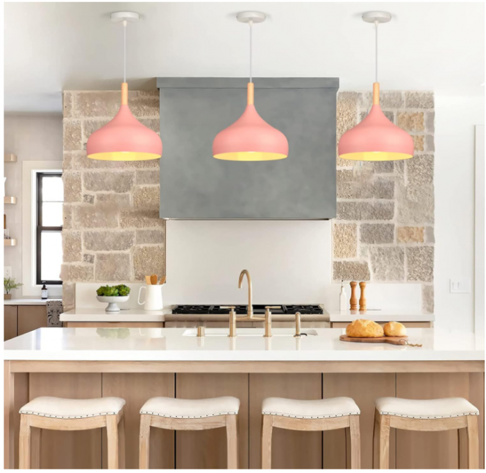 Plafoniera LED retro iDEGU, stil scandinav, E27, 24 cm, roz [4]