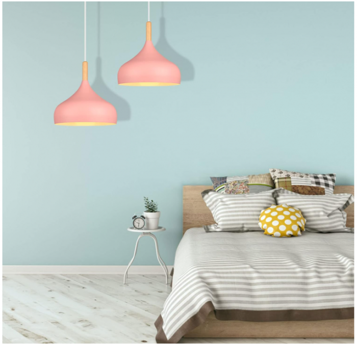 Plafoniera LED retro iDEGU, stil scandinav, E27, 24 cm, roz [6]