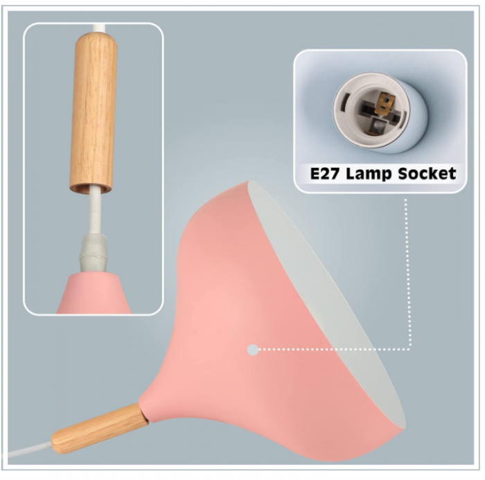 Plafoniera LED retro iDEGU, stil scandinav, E27, 24 cm, roz [9]