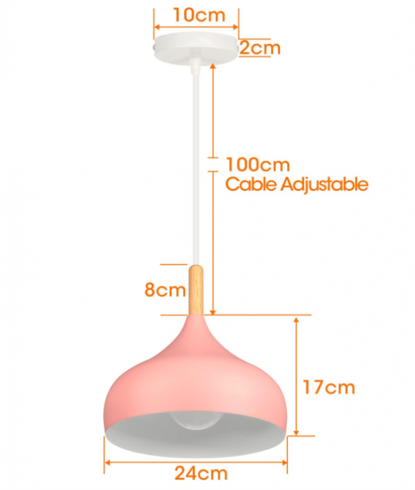Plafoniera LED retro iDEGU, stil scandinav, E27, 24 cm, roz [7]