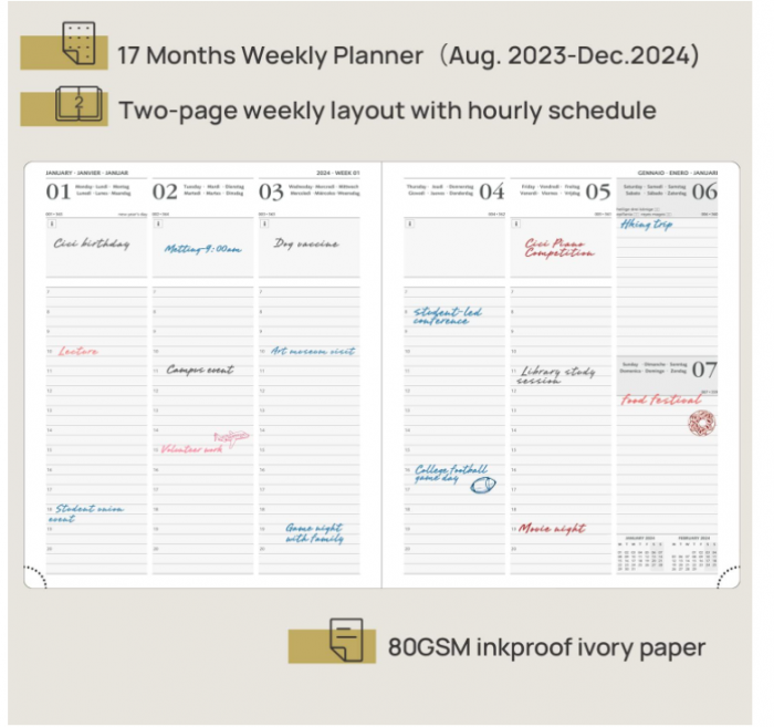 Planificator academic POPRUN 2023 2024, 26.5 x 21.5 cm, albastru [3]