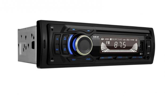 Player auto multi-media AKAI CA016A-9008U, Bluetooth, Radio FM, afisaj LED, conector ISO [6]