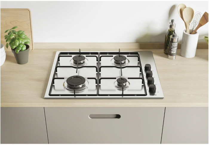 Plita incorporabila Candy CHW6LBX, Gaz, 4 Arzatoare, Aprindere electrica, 59.5 x 51 x 8 cm, Inox [10]