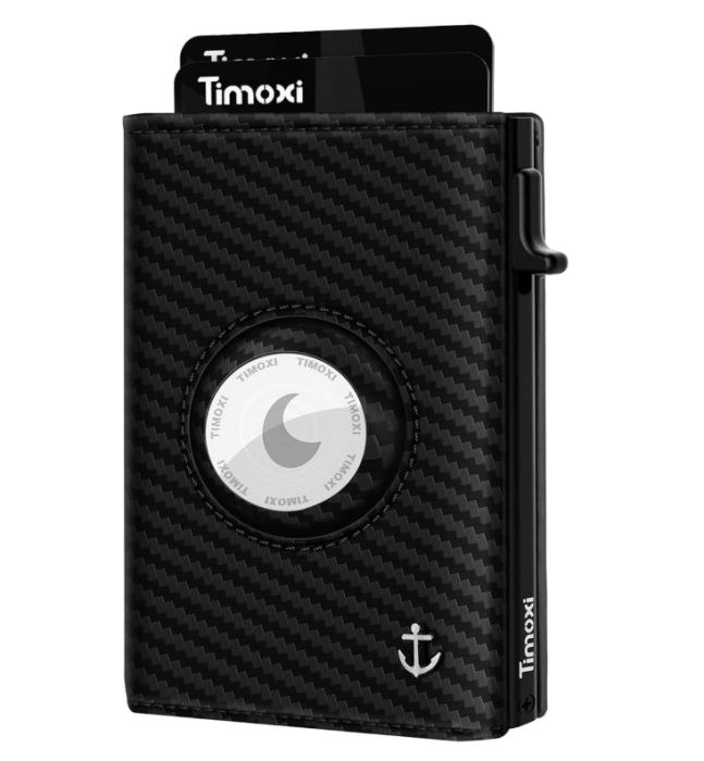 Portofel cu compartiment pentru Airtag TIMOXI, protectie RFID, pentru barbati, negru [1]