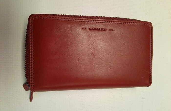 Portofel dama de piele Lavalen, protectie RFID, rosu, 20 x 11 x 4 cm [5]