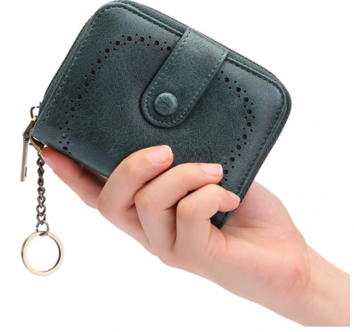 Portofel dama Best Wishes For You, din piele, protectie RFID, albastru [6]