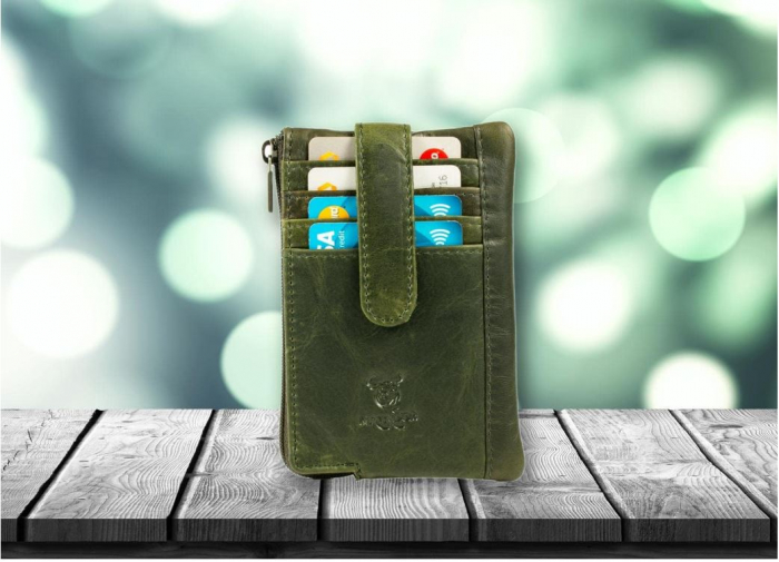 Portofel din piele MATADOR K-0111, protectie RFID, verde [8]