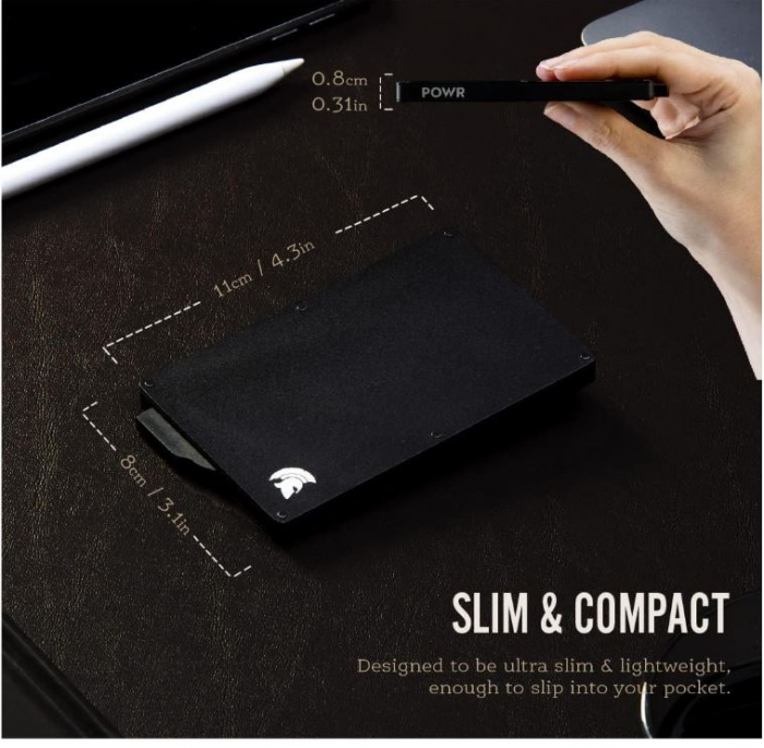 Portofel pentru carduri POWR, cu protectie RFID, negru [2]