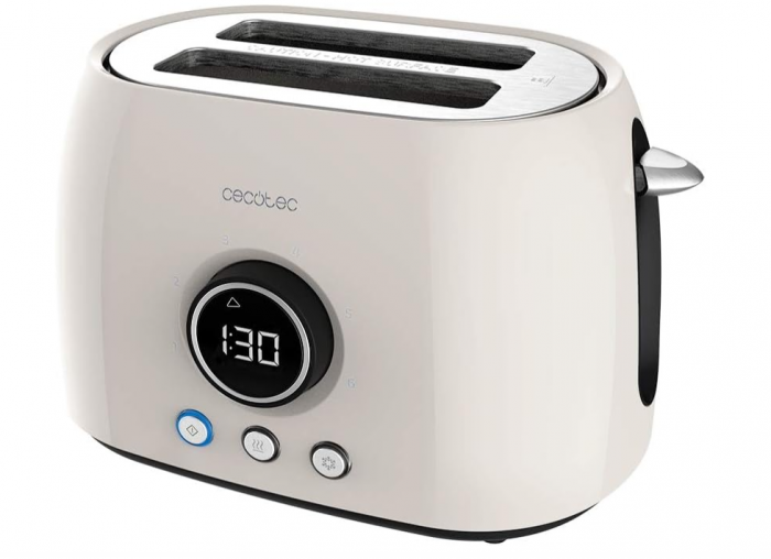 Prajitor de pâine Cecotec Digital ClassicToast 8000, 800 W, 2 fante extra largi, bej [1]