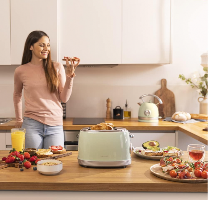 Prăjitor de pâine Cecotec Toast&Taste 800 Vintage Light Green, 850W, 2 Felii, verde, 03209 [3]