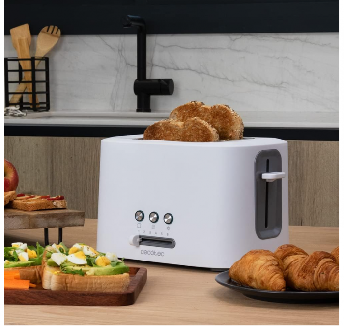 Prajitor de paine Cecotec Toast&Taste 9000 cu 2 fante, 980W, alb [4]