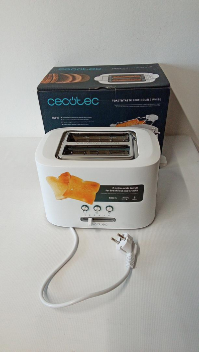 Prajitor de paine Cecotec Toast&Taste 9000 cu 2 fante, 980W, alb [2]