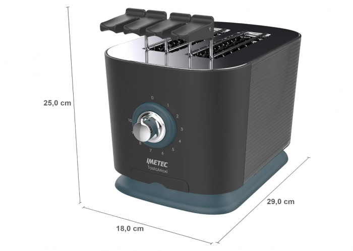 Prajitor de paine Imetec Maxi Toaster, 2 fante mari, 10 nivele de rumenire, 600 W [9]
