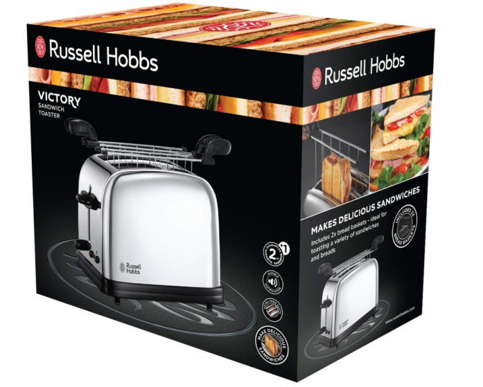 Prajitor de paine Russell Hobbs Chester 23310-57, 2 felii, temperatură reglabilă, Argintiu [2]