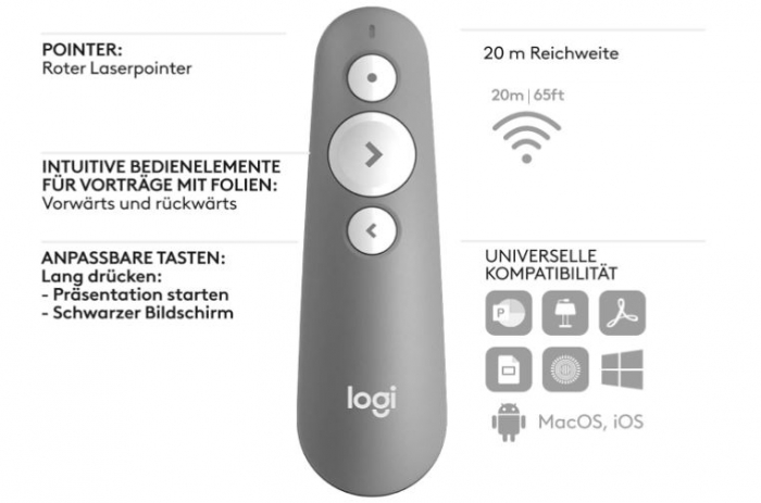 Presenter Logitech R500s, Bluetooth, Raza de actiune 20 m, gri [5]